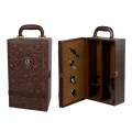 新款凤尾纹双支装皮酒盒，红酒酒盒包装，皮酒盒，双支酒盒，北京