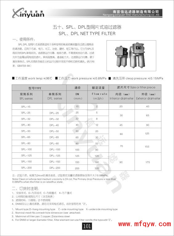 网片式过滤器