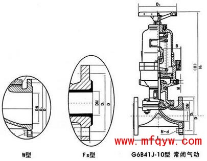 G6B41J常闭式气动隔膜阀结构图