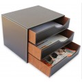 福建笔筒组合收纳盒，仿皮皮革抽屉盒，多功能办公文具套装