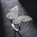 韩版新款上市 AAA镶嵌锆石铜 女式蝴蝶戒指 饰品工厂