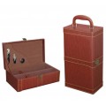 新品木纹棕色双支皮盒，红酒盒包装，双支酒盒，皮酒盒，北京现货
