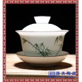 景德镇玲珑原厂制作青花复古精品茶具三才碗经典泡茶碗盖碗