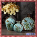 古典陶瓷花瓶陶艺花瓶三件套摆件 花瓶现代时尚客厅装饰品
