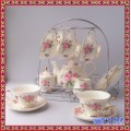 欧式陶瓷咖啡具套装英式下午花茶茶具咖啡杯碟送架子结婚生日礼物
