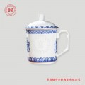 青花玲珑陶瓷茶杯，广告促销礼品茶杯定制