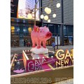 玻璃钢粉色飞猪雕塑 几何切面动物雕塑
