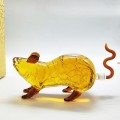 生肖老鼠玻璃酒瓶动物造型金钱鼠手工艺玻璃酒瓶