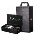 新品黑鳄鱼纹双支皮酒盒，皮酒盒，红酒酒盒包装，双支酒盒，北京