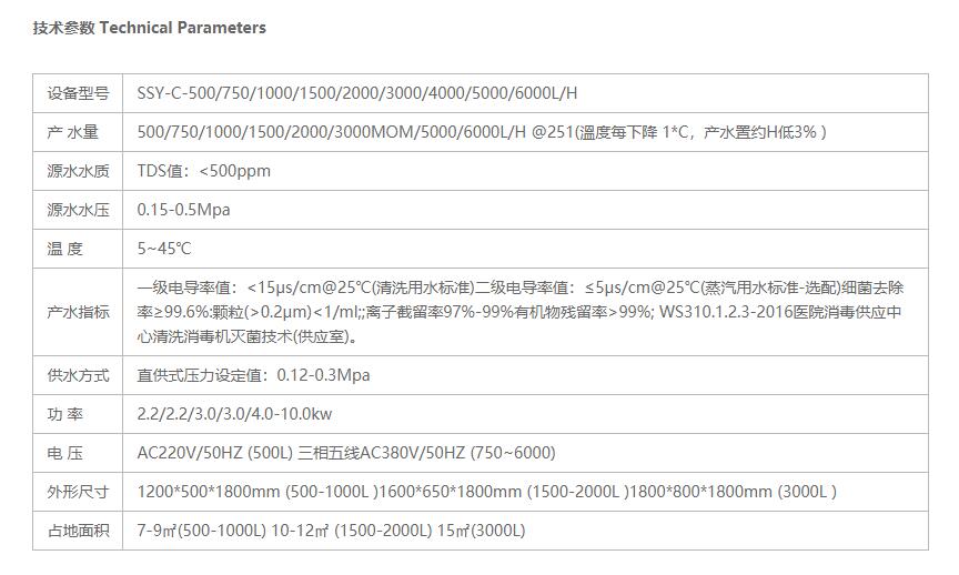 供应室纯水设备参数