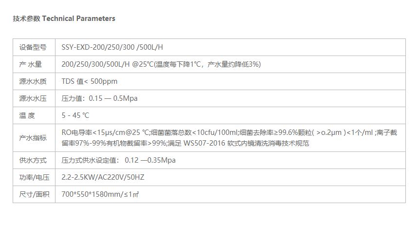 内镜纯水设备参数