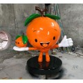 橘子园的景观名片之卡通人偶玻璃钢桔子雕塑公仔形象
