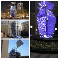 南京新街口 灯光元青花瓷雕塑 镂空瓶定制